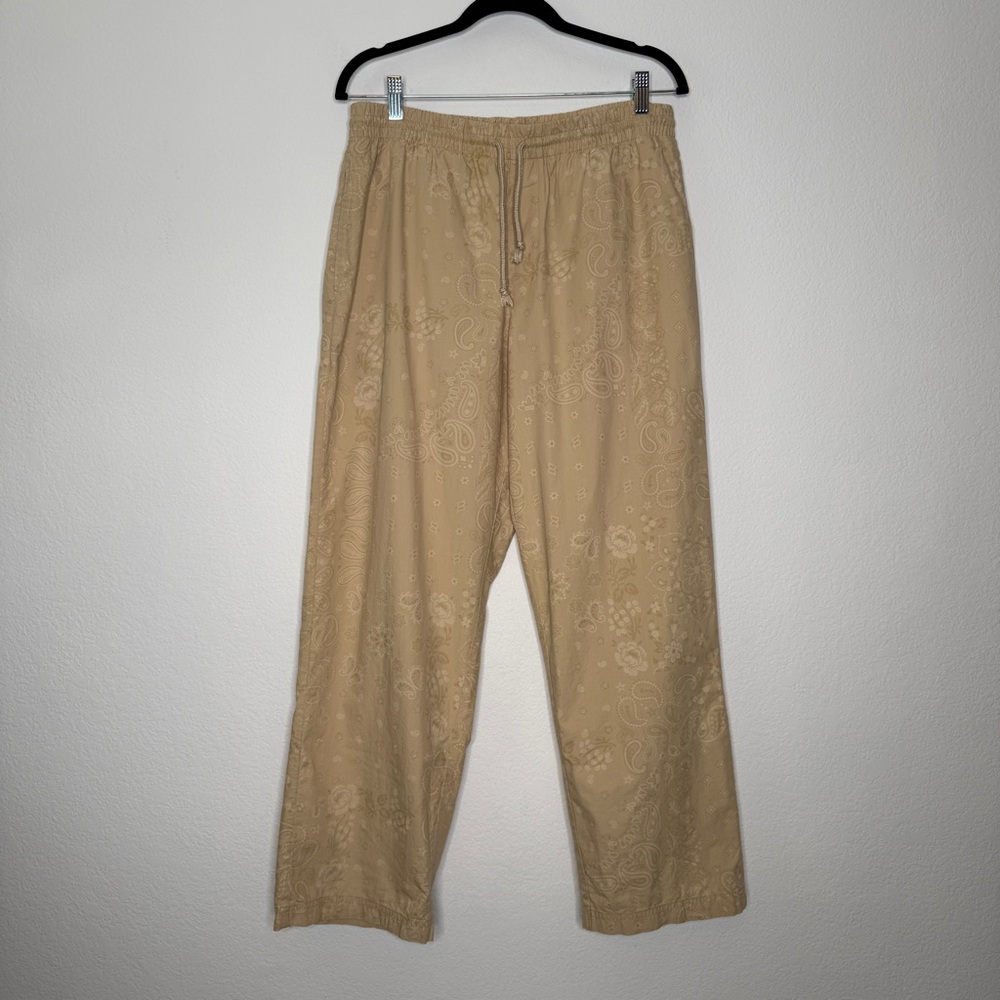 Kith Parachute Pants Tan Paisley Egyptian Cotton Drawstring Waist Size M